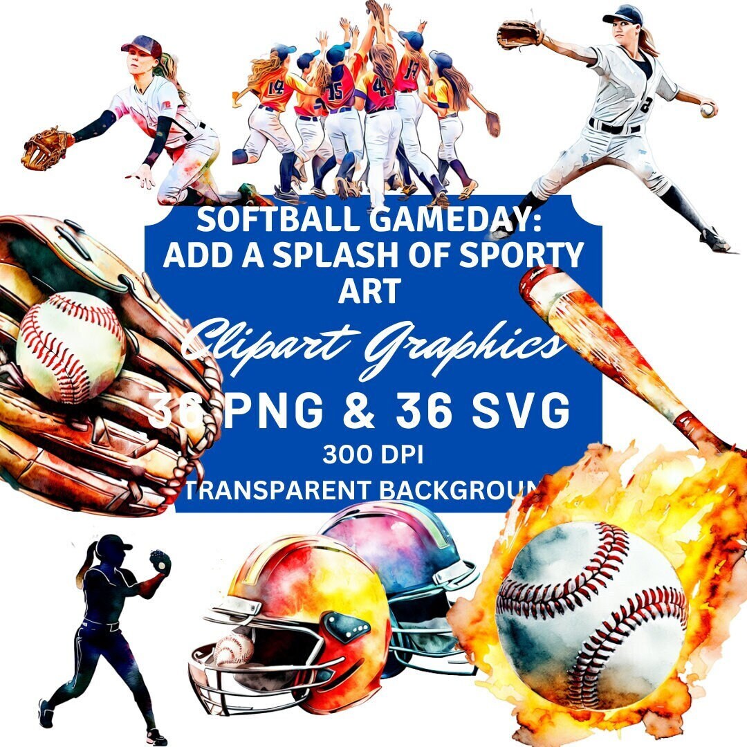 Softball Gameday Clipart Add a Splash of Sporty Art Softball Clipart Gameday Svg Gameday Png