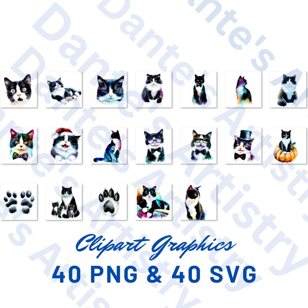 Tuxedo Cat Illustrations Tuxedo Cat Svg Tuxedo Cat Png Cat Head Svg Cat ...