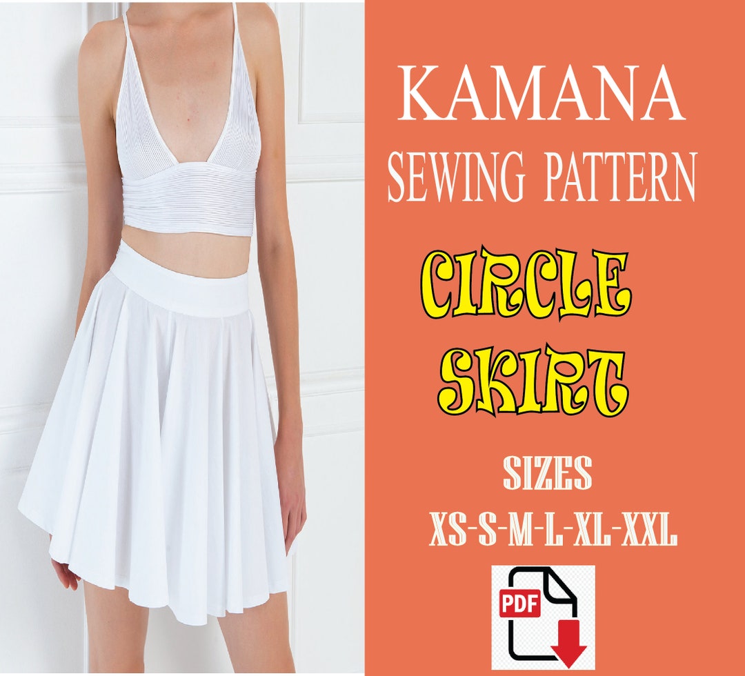 Circle Skirt Sewing Pattern XSXXL Sizes Instant Download Easy Digital