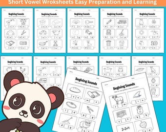 CVC word worksheets for kids - Short Vowel Worksheets Easy Preparation and Learning
