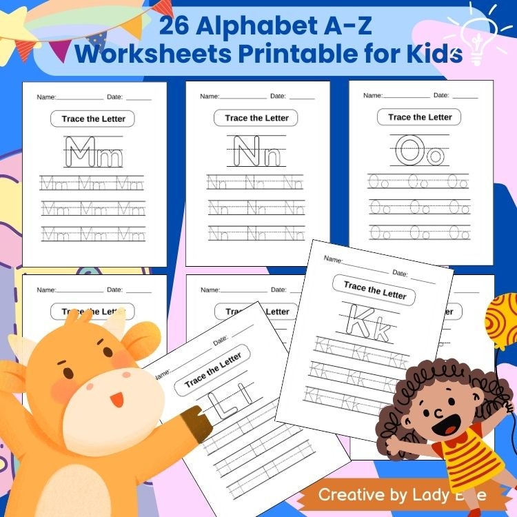 26 Alphabet A-Z Worksheets Printable for Kids, Early Education - Etsy