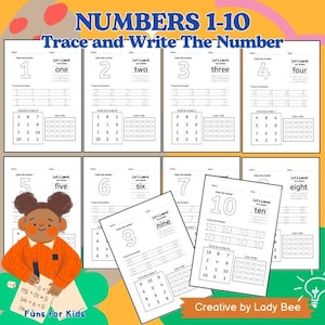 Numbers Tracing Worksheets for Kids (1-10), Preschool Curriculum Printable