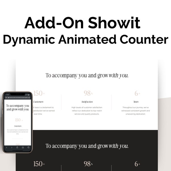 Animated counter Showit template Add-On Template Canvas : Include 1 Style with a commercial license for designers and Instant Download