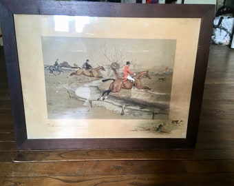 Rare Equestrian Print , Charlie Johnson Payne, 'Snaffles' (British, 1884-1967) The Whissendine brook runs deep and wide'