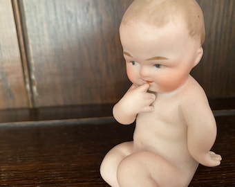 Antique Gebruder Heubach, German Small Shy Piano Baby 9cm