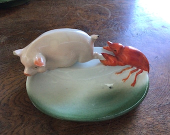 Lovely Pink Pig and Lobster Antique German Fairing.