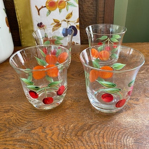 Rare vintage Royal Worcester Evesham Orchard set of 4 Sunday Glasses