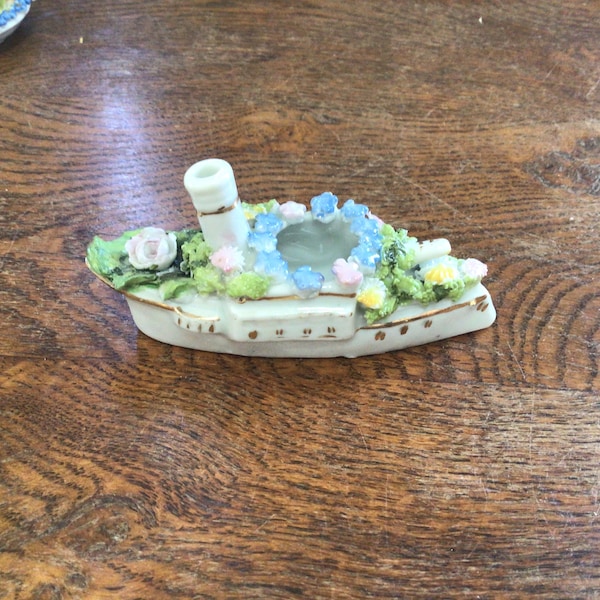 Rare Mossware Elfinware Ship. Made in Germany for the UK Market I the late 19th early 20th century.