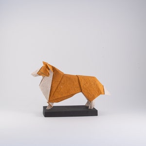 Origami Scottish Shepherd, chien en papier, animal de compagnie en origami, cadeau pour les amoureux des chiens
