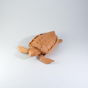 Tortue caouanne, figurine origami, modèle origami, tortue de mer, coquillage