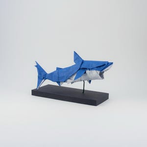 Origami white shark, paper folding, sea animal, fish