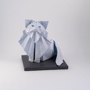 Chat persan en origami, félin en origami