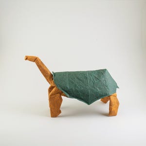 Galapagossköldpadda, origamifigur, pappersvikningsmodell, landsköldpadda, naturälskare, snäckskal
