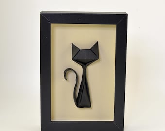 Origami cat in a box frame with clear methacrylate
