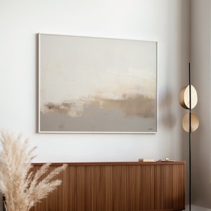 Wabi Sabi Wall Art Minimalist Abstract Painting, Brush Stroke Print Horizontal, Modern Neutral Art Beige, Printable Poster Digital Download