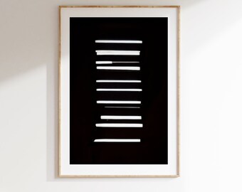 Black White Line Art Print Minimalist, Nordic Poster Printable Artwork, Abstract Stripes Art Simple Line Drawing Digital Download