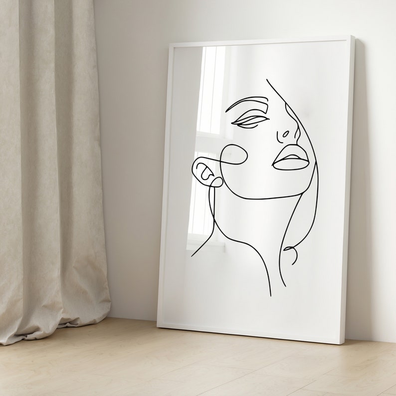 Minimalist Female Line Art Print: Abstract Nordic Decor (digital ...