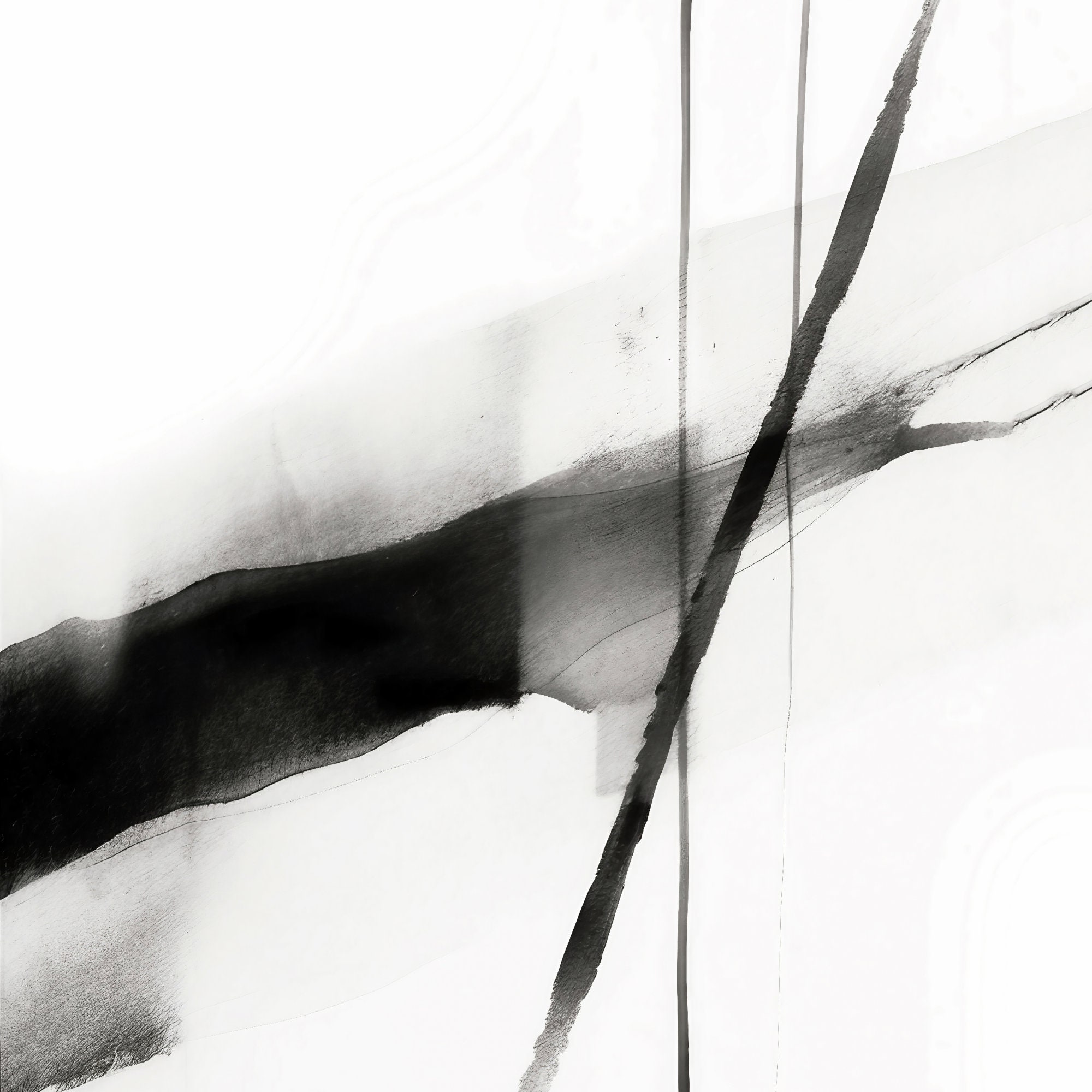Black and White Abstract Ink Wash Painting Set (digital Download) - Etsy