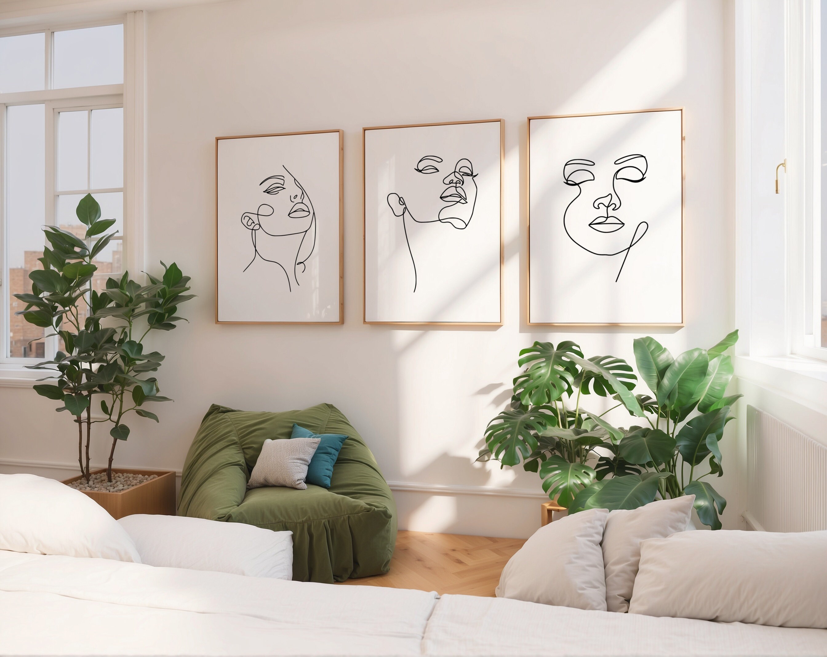 Female Line Art Print Set: Minimalist Woman Drawing (digital Download ...