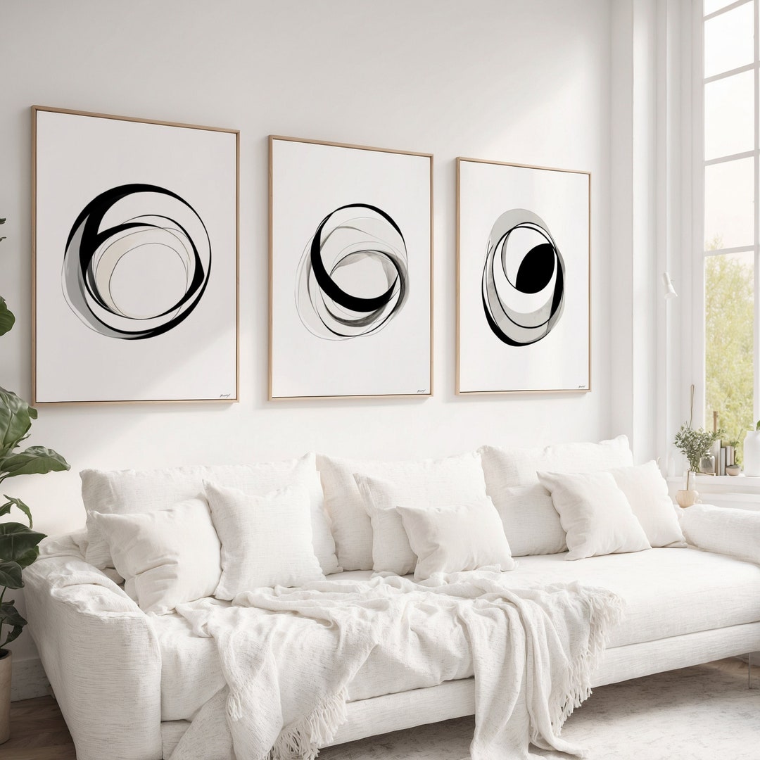 Minimalist Black and White Circles Art Print Set (digital Download) - Etsy