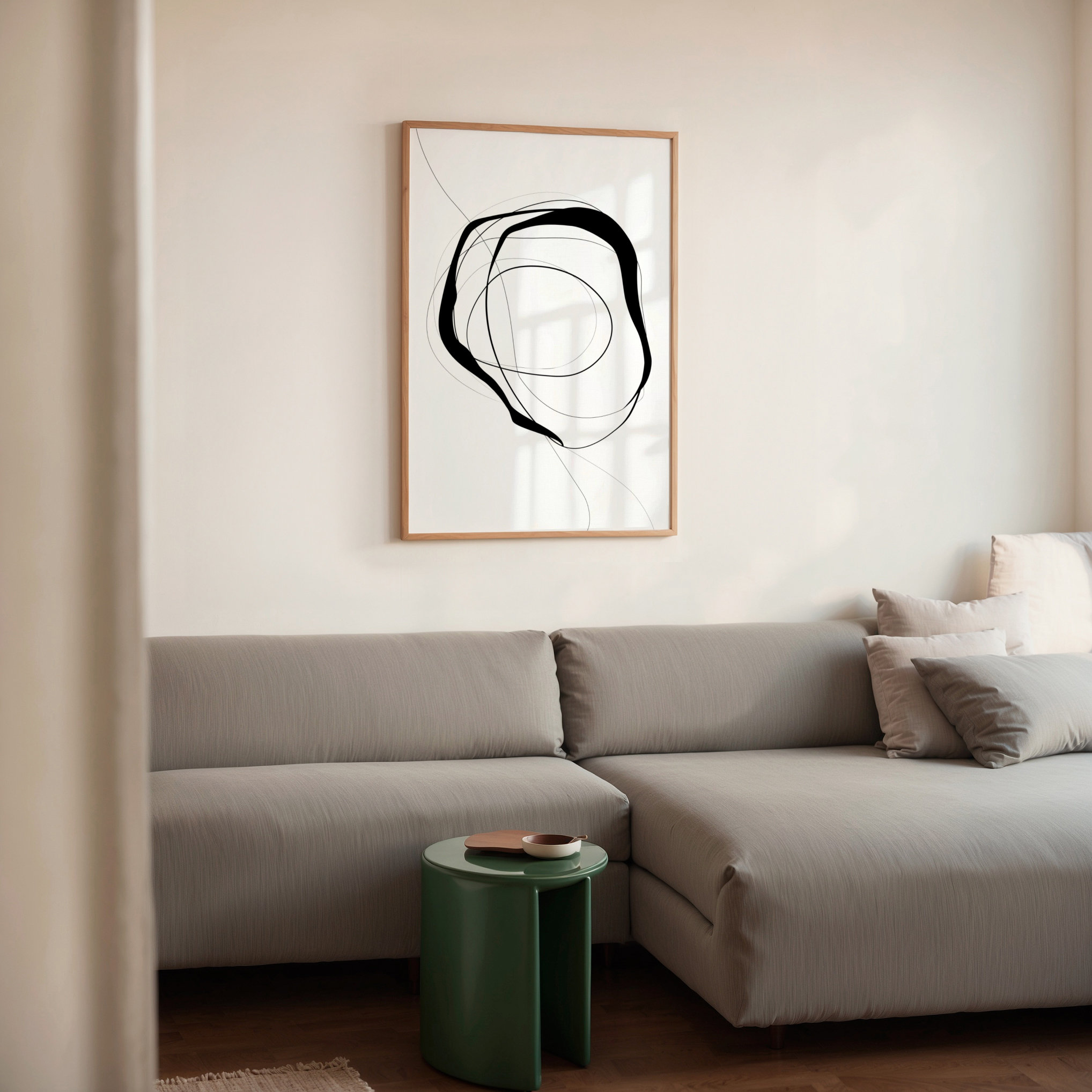 Abstract Lines Art Print: Minimalist Black and White Drawing (digital ...