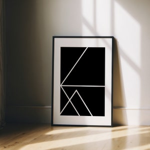 Black Abstract Line Art Print: Minimalist Geometric Wall Decor (Digital Download)