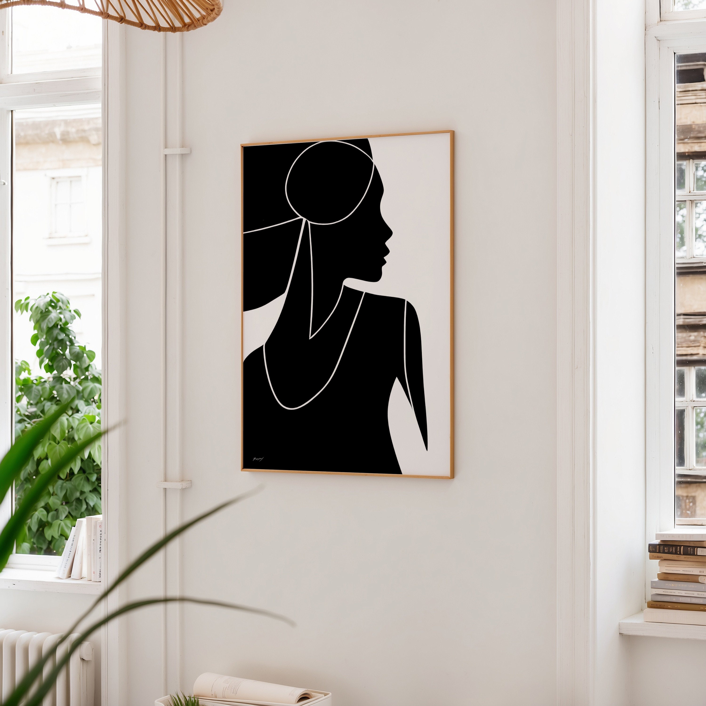 Frau Silhouette Silhouette Kunstdruck Skandinavisches Poster Schwarz Frau Silhouette Silhouette Kunstdruck Skandinavisches Poster Schwarz