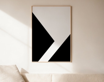 Black and White Geometric Abstract Art Print, Modern Minimalist (Digital Download)