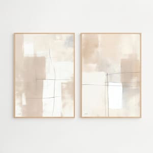 Abstract Beige Print Set: Minimalist Line Art, Modern Gallery Wall (Digital Download)