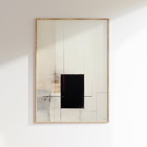 Pintura abstrata impressão em preto e branco arte de parede para impressão desenho de linha minimalista, decoração em tom de terra estética moderna, download digital