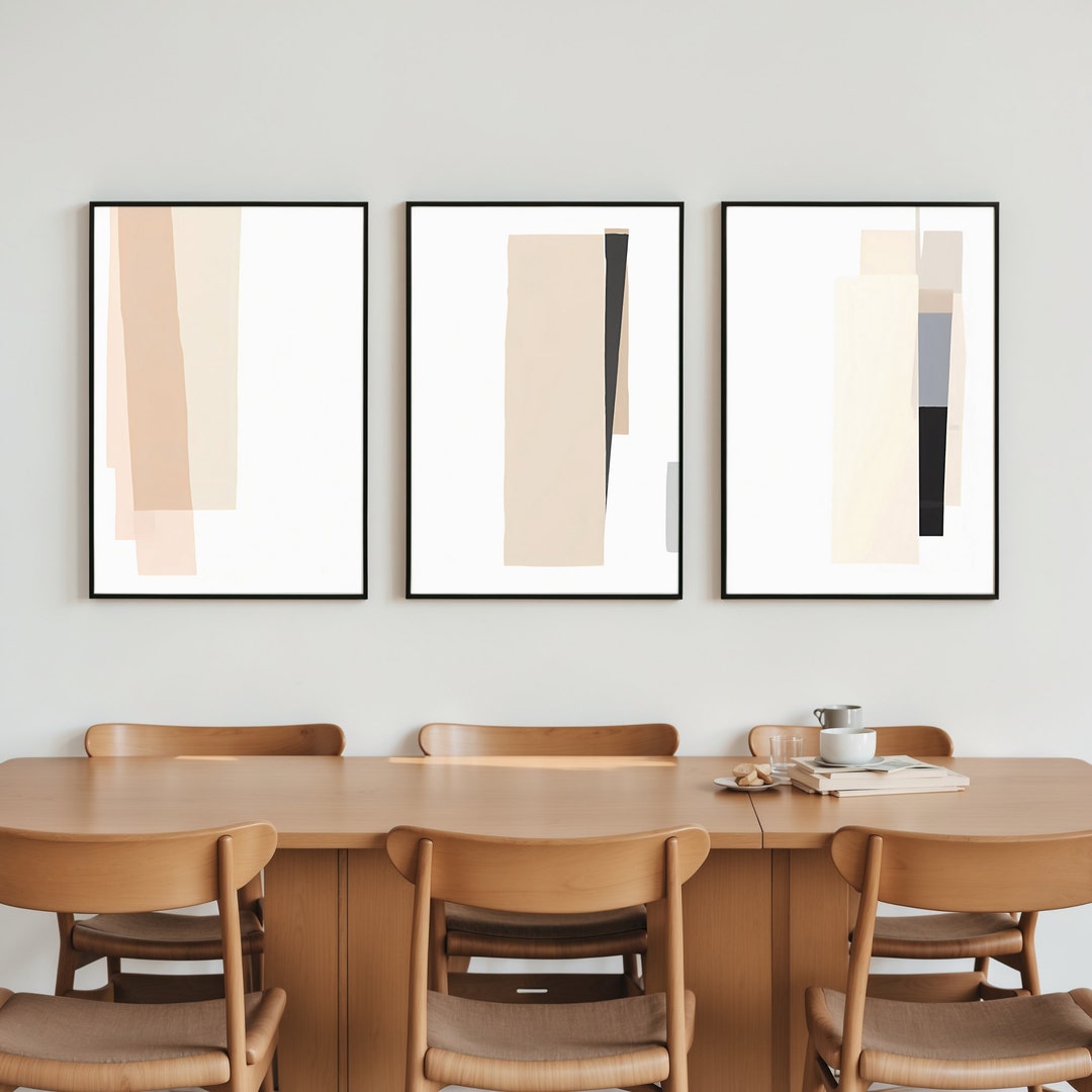 Abstract Geometric Prints, Beige Black Wall Art Set (digital Download ...
