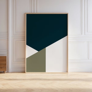 Simple Abstract Art Geometric Printable Wall Art, Blue and Green, Minimalistic Print, Nordic Poster, Midcentury Modern Digital Download