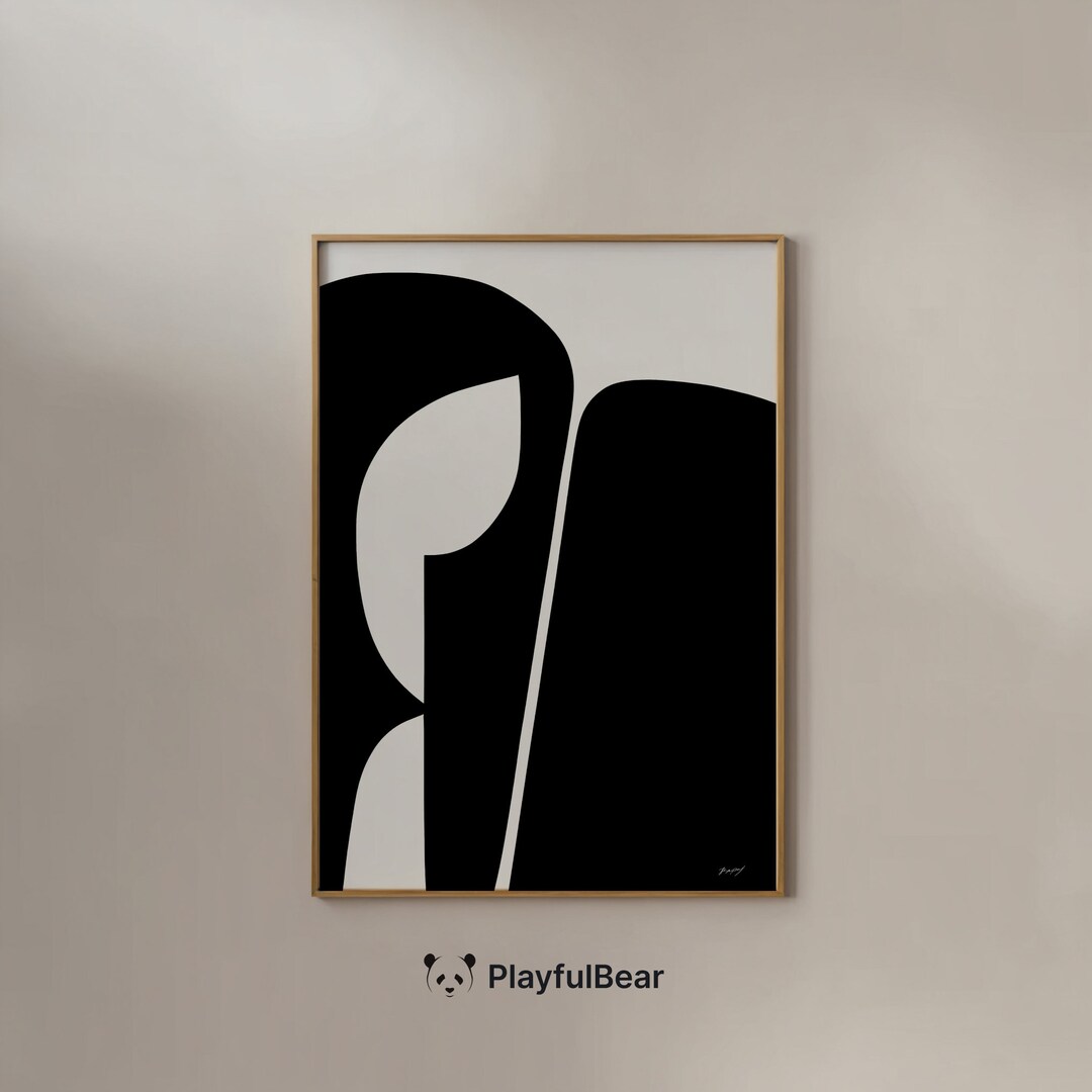 Black and White Abstract Art Print, Minimalist Scandinavian Decor ...