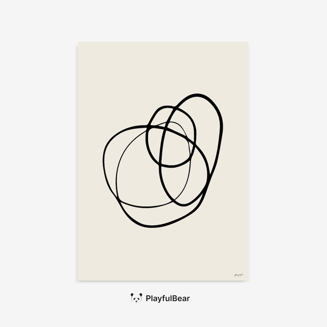 Minimalist Line Drawing Art Abstract Scandinavian Print Digital