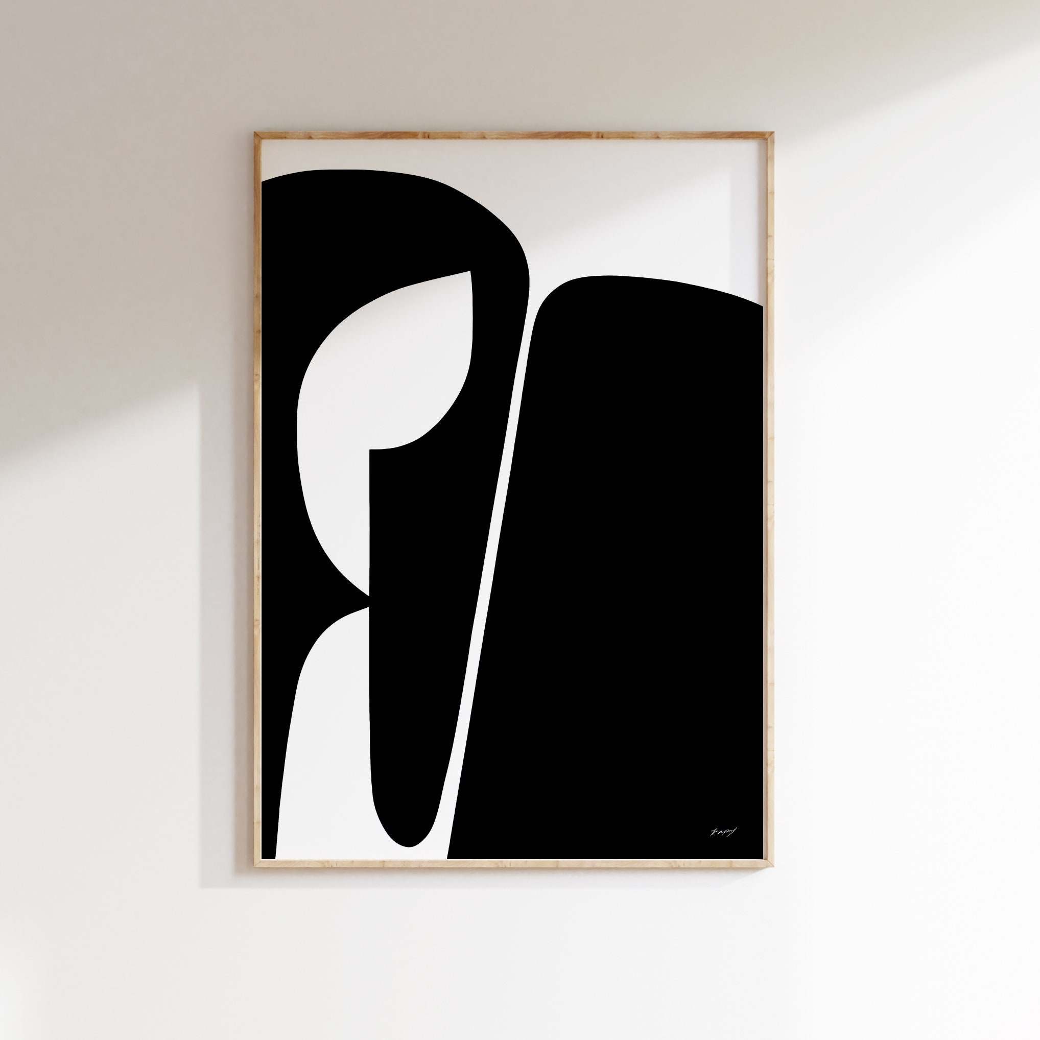 Black and White Abstract Art Print, Minimalist Scandinavian Decor ...