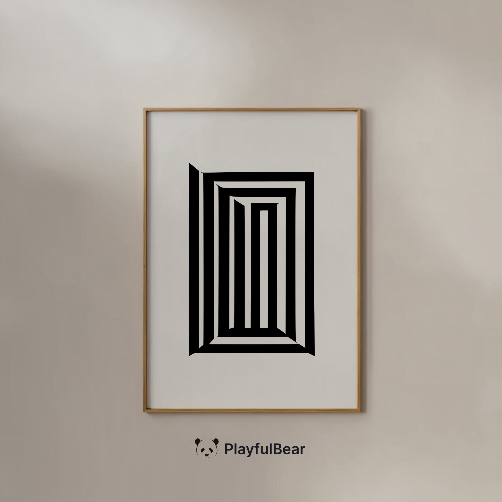 Optical Illusion Art Abstract Geometric, Black and White Minimalist Print, Printable Poster Modern, Simple Line Art Digital Download