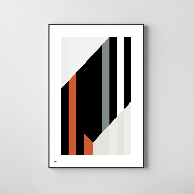Black and White Wall Art Trendy, Abstract Geometric Art, Stripes