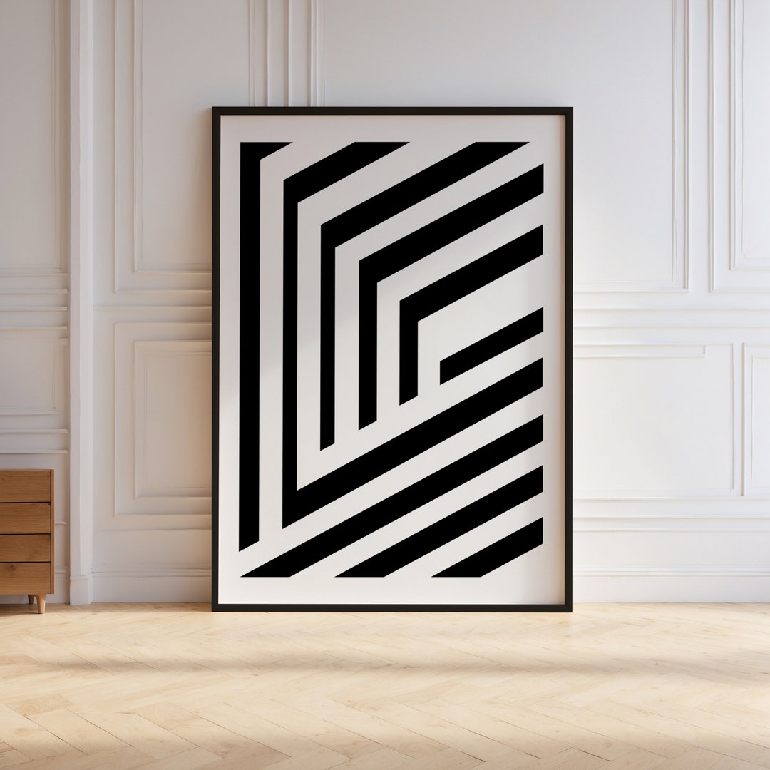 premium photo | a classic black and white line graph... Geometric Line Art Print, Black and White MCM Style (digital Download ...