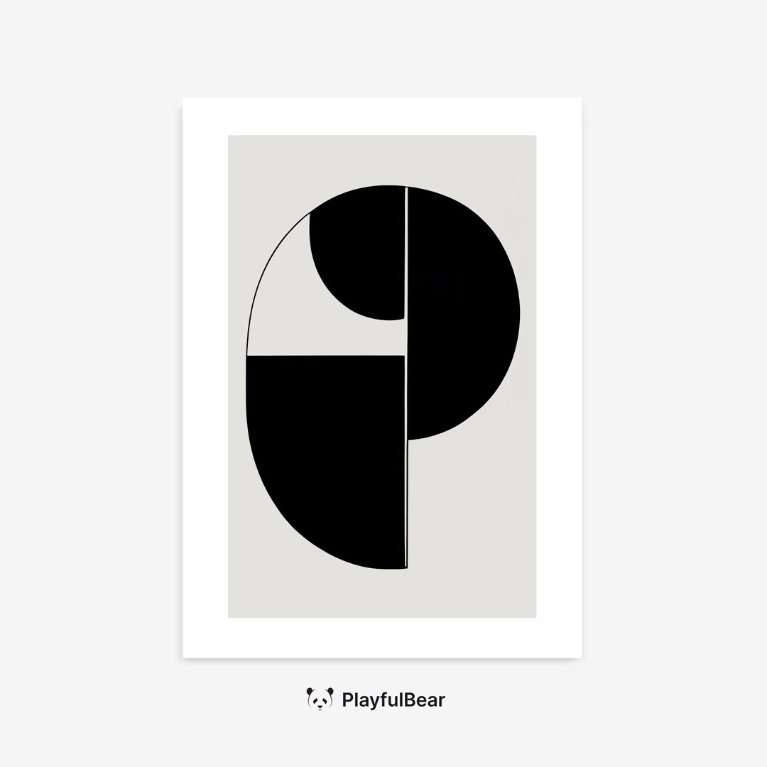 Black and White Geometric Print, Minimalist Mid-century Modern Art ...