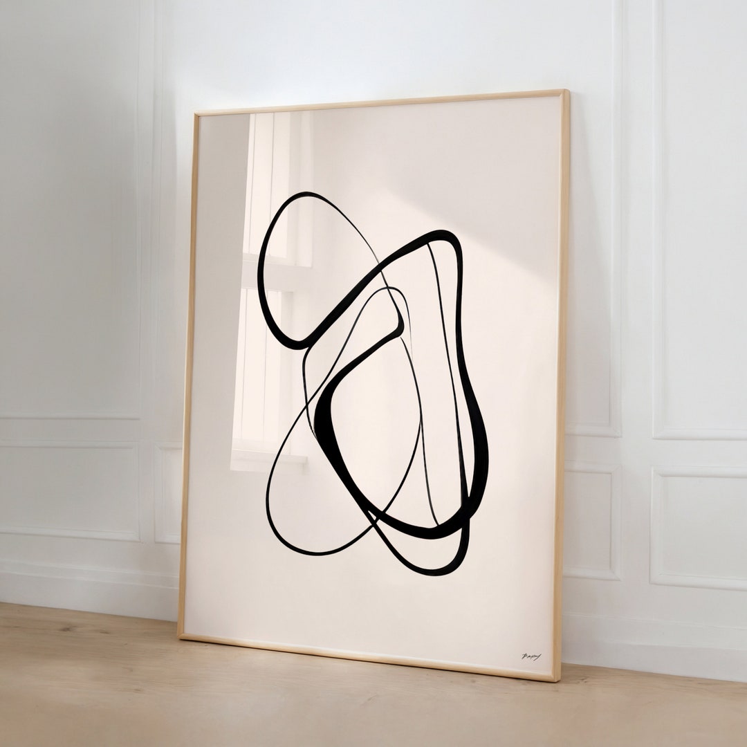 premium photo | a classic black and white line graph... Abstract Line Art Print: Black and White Scandinavian Decor (digital ...
