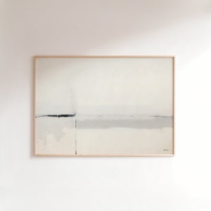 Wabi Sabi, peinture abstraite horizontale, affiche imprimable minimaliste, art mural beige neutre moderne, impression de coup de pinceau, décoration Japandi
