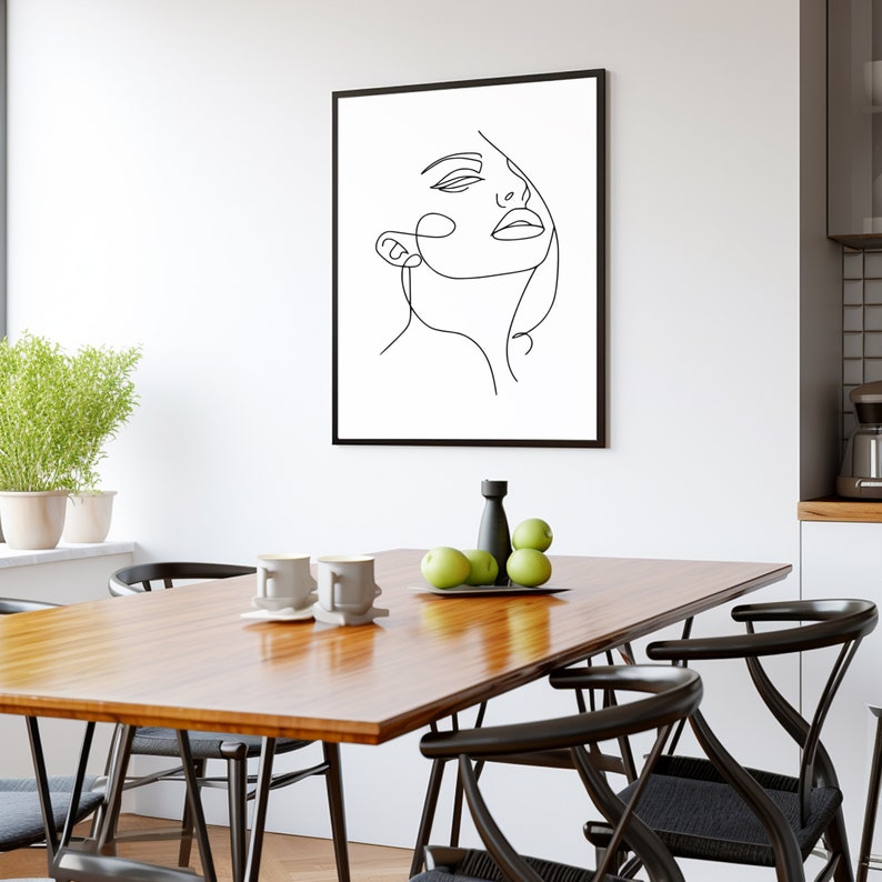 Minimalist Female Line Art Print: Abstract Nordic Decor (digital ...