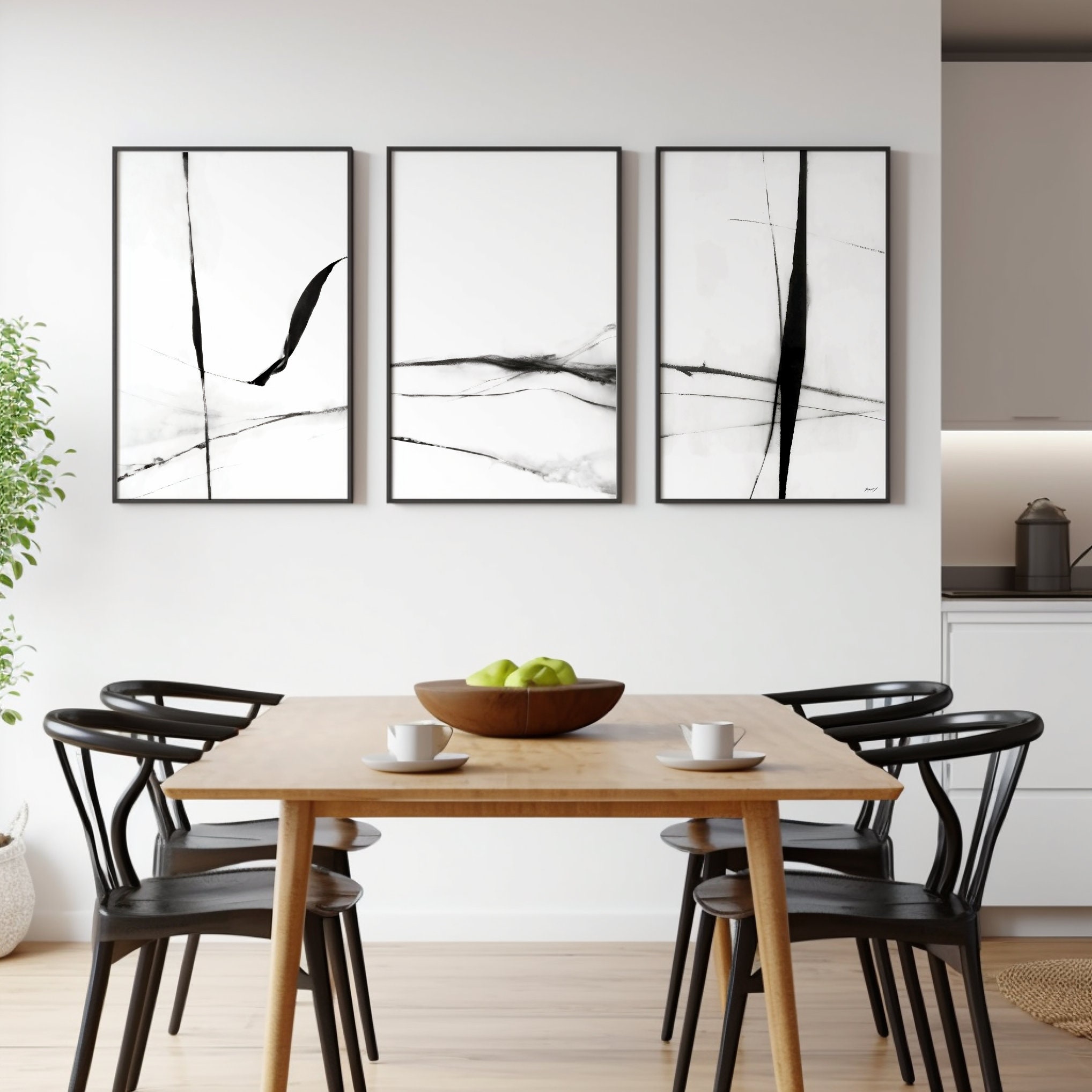 Black and White Abstract Line Art Print Set (digital Download) - Etsy UK