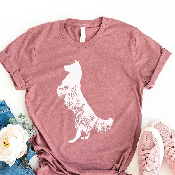 Border Collie Shirt, Cute Collie TShirt, Dog Mom Tee, Border Collie Mom Shirt, Border Collie Wildflower Shirt, Gift For Border Collie Owner