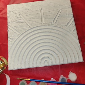 Kit créatif DIY, Activité familiale avec 2 toiles, soleil x2 (ou soleil + toile noël....) pinceau et peintures
