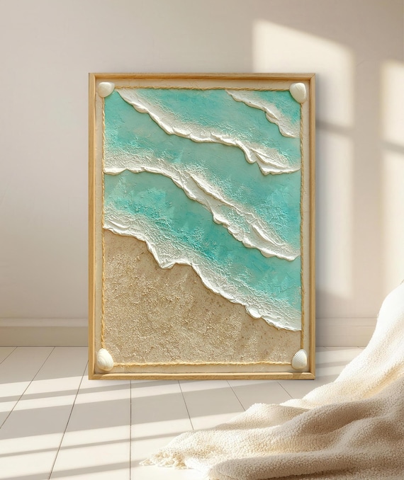 Poster Déco Plage – Photo Couleurs Sable Et Mer, 70 Cm – À Encadrer, Style Zen