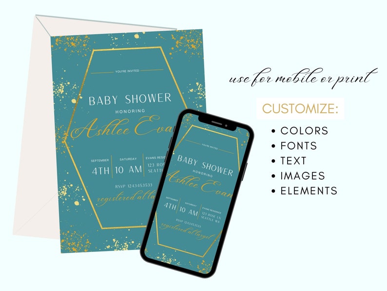 Modern Baby Shower Invitation Invitation Template Baby - Etsy