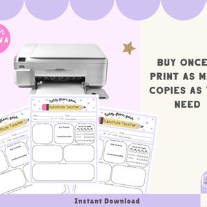 Substitute Teacher Report, Printable Note for Teachers, Substitute Teaching Resources, Classroom Decor