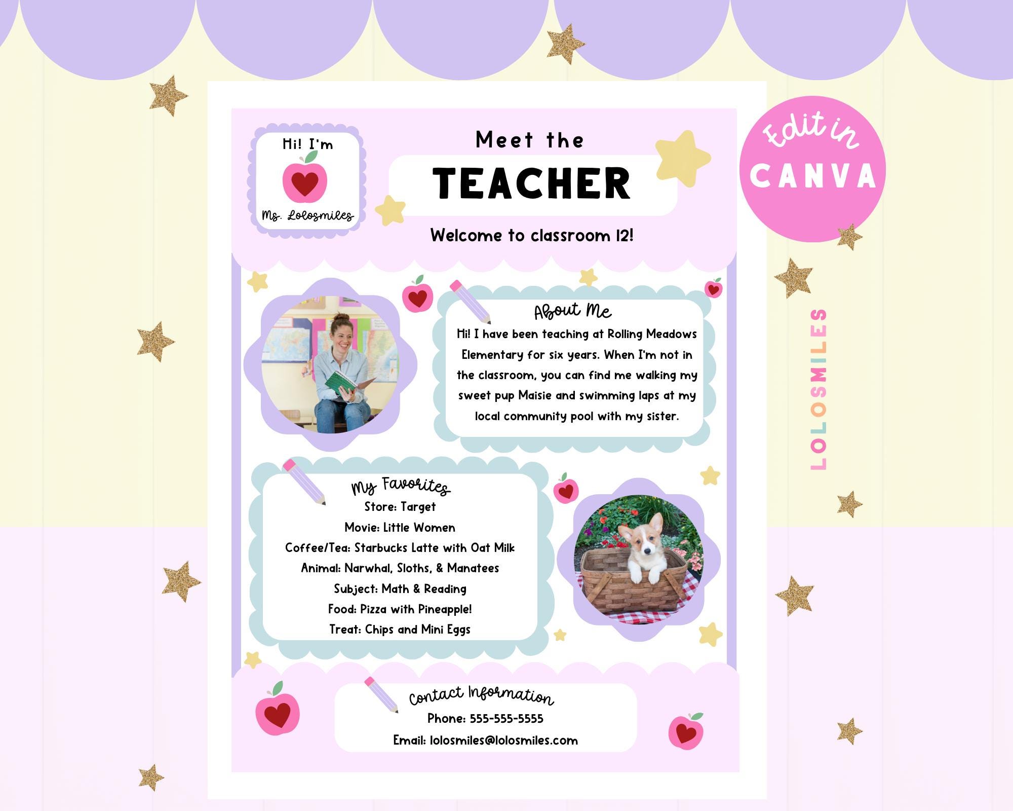 Editable Meet the Teacher Template, Pastel Classroom Decor (canva ...