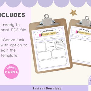 Substitute Teacher Report, Printable Note for Teachers, Substitute Teaching Resources, Classroom Decor